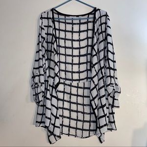 New York and Company Black & White Open Cardigan